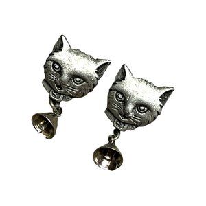Pewter cat pierced earrings